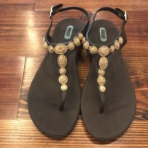 Okay Brown sandals with gold accents